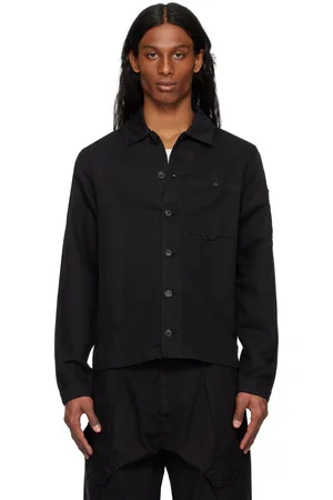 C.P. Company Black Cotton Linen Lens Overshirt