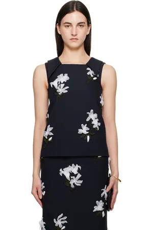 Shushu/Tong Navy Lapel Vest Top
