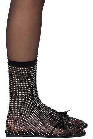 Balenciaga Black Leopold Bootie Ballerina Flats