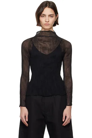 Issey Miyake Black Chiffon Twist BK/WT-56 Turtleneck