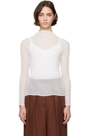 Issey Miyake White Chiffon Twist BK/WT-56 Turtleneck