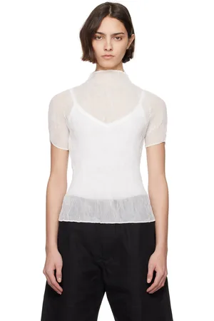 Issey Miyake White Chiffon Twist BK/WT-56 Turtleneck