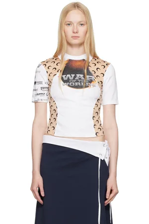 Marine Serre White & Beige Regenerated Graphic Baby Fit T-shirt