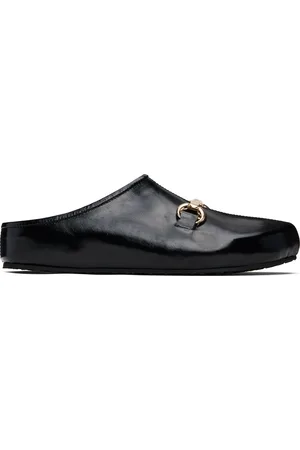 Marine Serre Black Smooth Leather MS Slip-on Loafers