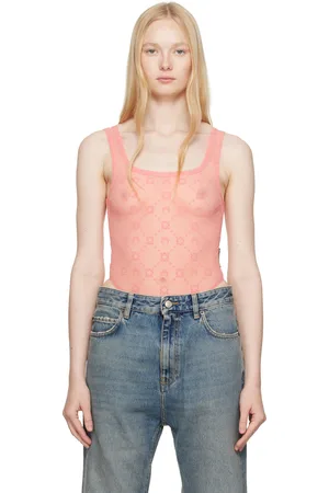 Marine Serre SSENSE Exclusive Pink Recycled Mesh Flock Bodysuit