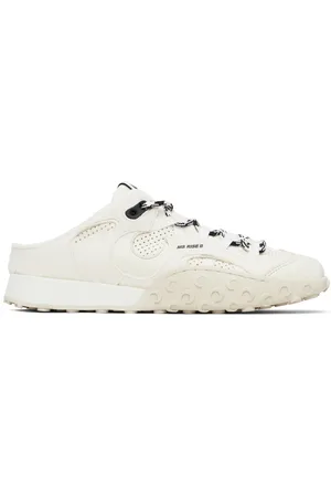Marine Serre White Suede Leather MS Rise Tyko Mules