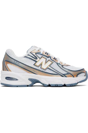 New Balance White & Tan 740 Sneakers