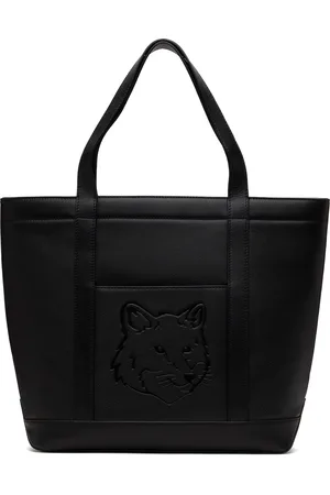 Maison Kitsuné Black Fox Head Leather Medium Tote