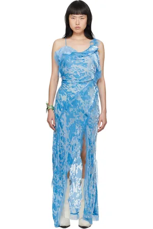 Acne Studios Blue Draped Strap Midi Dress