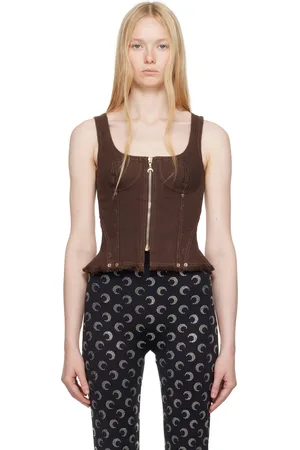 Marine Serre Brown Moon Jacquard Twill Corset Top