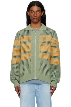 Maison Kitsuné Khaki Striped Mesh Blouson Jacket
