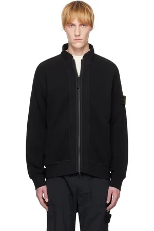 Stone Island Black Organic Cotton Waffle Fleece Sweatshirt