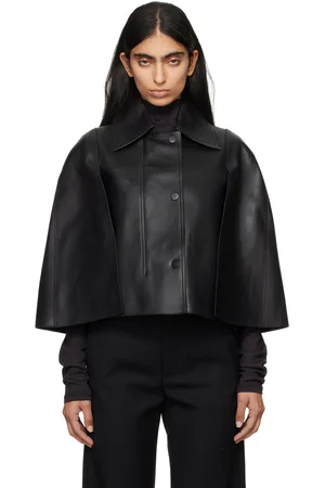 Totême Black Double Leather Cape Vest