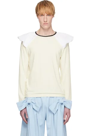 Andrej Gronau Off-White Draped Shoulder Jersey Top