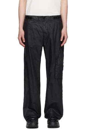 Stone Island Black Organic Look Nylon Panama-TC Cargo Pants