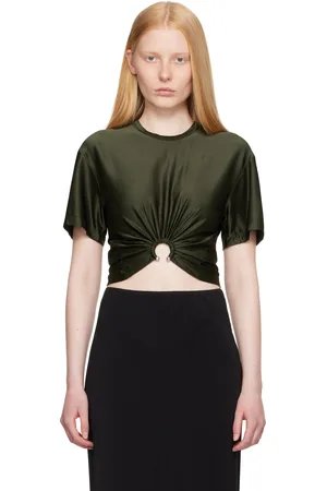Paco rabanne Khaki Cropped Jersey T-shirt