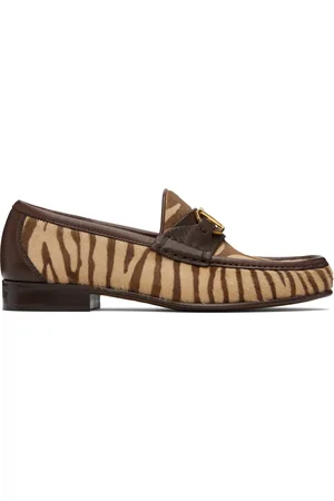 VALENTINO GARAVANI Beige & Brown VLogo Signature Calfskin Loafers