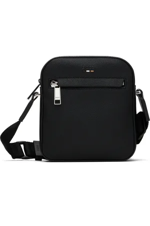 HUGO BOSS Black Pebble-Grained Faux-Leather Bag