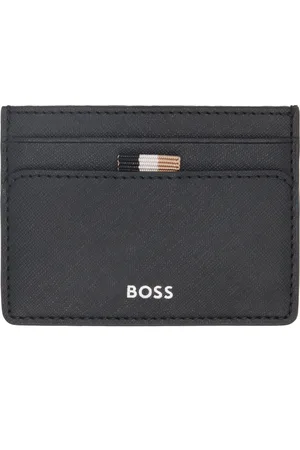 HUGO BOSS Black Saffiano Leather Card Holder
