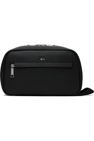 HUGO BOSS Black Pebble-Grained Faux-Leather Wash Bag