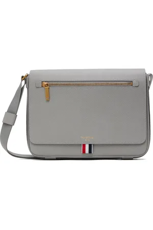 Thom Browne Gray Pebble Grain Reporter Bag