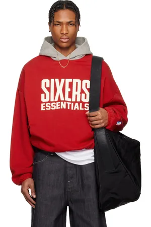 FEAR OF GOD Red & Gray NBA Sixers Pull Over Hoodie