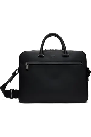 HUGO BOSS Black Pebble-Grained Faux-Leather Briefcase