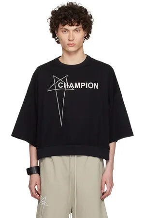 Rick Owens Black Champion Edition Tommy Cropped T-shirt