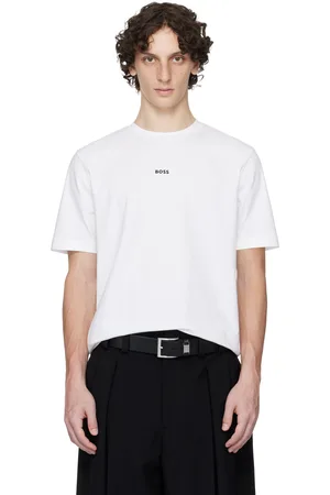 HUGO BOSS White Relaxed-Fit Stretch Cotton Logo T-shirt