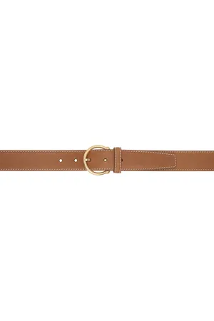 Thom Browne Brown Pebble Grain Round Buckle Belt