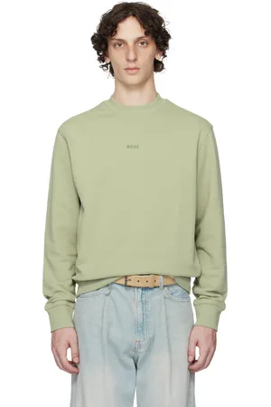 HUGO BOSS Khaki Relaxed-Fit Terry Contrast Logo Sweatshirt