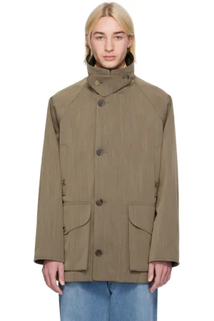 Auralee Brown Wool Cavalry Twill Laminate Hunting Jacket