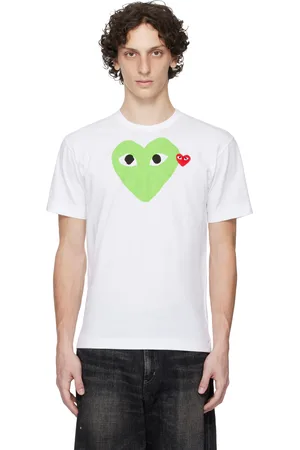 Comme des Garçons White Pastel Heart & Red Emblem T-shirt