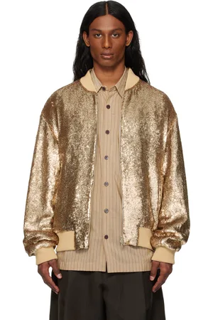 DRIES VAN NOTEN Gold Sequinned Bomber Jacket