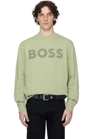 HUGO BOSS Khaki Relaxed-Fit Cotton-Terry Logo Sweatshirt
