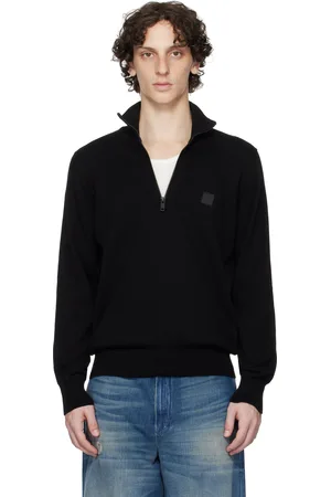 HUGO BOSS Black Logo-Patch Zip-Neck Sweatshirt
