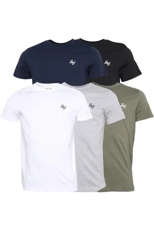 JACK & JONES JACK & JONES Herre Joseph 5-pak T-shirts Blå/Hvid/Grå/Khaki/Sort