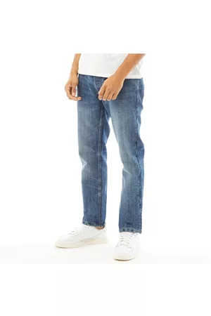 Crosshatch Herre Jeans med nyt præget Techno-look, lige pasform, stenvaskede