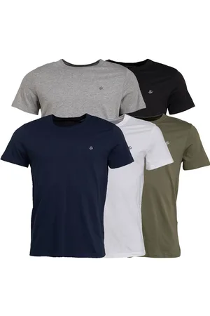 JACK & JONES JACK & JONES Herre JXJ Fem-pak T-shirts Blå/Hvid/Grå/Khaki/Sort