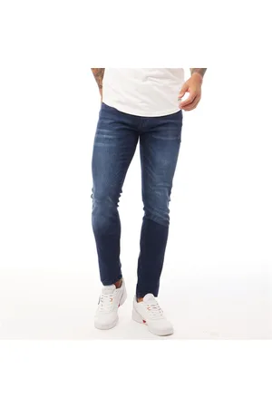 Crosshatch Herre Barbeck Slim Fit Jeans Mørk Vask