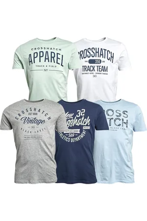 Crosshatch Herre Mantore Fem Pakke Printede T-shirts Assorterede