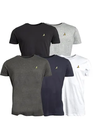 Brave Soul Herre Russel T-Shirts i 5-pak - Sort/Hvid/Lysegrå Melange/Marineblå/Mørkegrå Melange