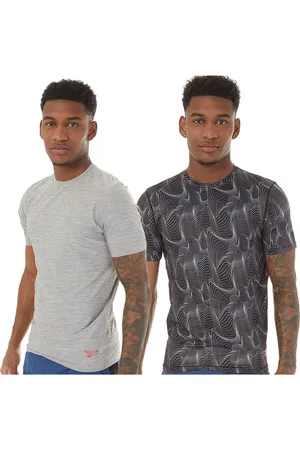 Reebok Herre Bartel Performance To-pak T-shirts Grå Melange/Sort Print