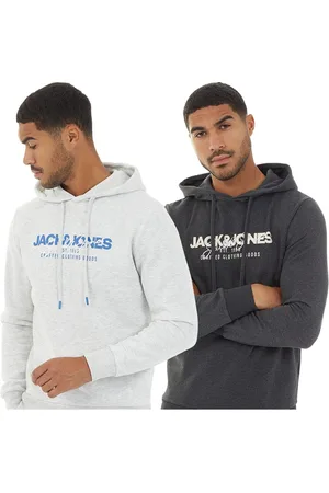 JACK & JONES JACK & JONES Herre Halvis To-pak Hoodie Sort/Hvid Melange