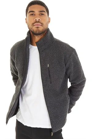 French Connection Herre Borg Fleece med Høj Hals Mørkegrå Mel