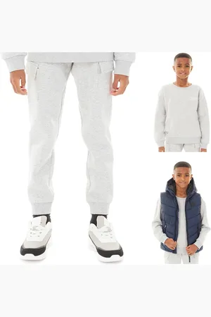 Minoti Dre-delt fleece-sæt til Drenge med sweatshirt, joggingbukser og vest Melange