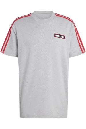 adidas Herre Adicolor Adibreak T-shirt Mellemgrå Meleret/Bedre Scarlet