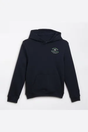 Lyle & Scott Drengenes Racquet Club Grafisk Hoodie Z271 Mørkeblå