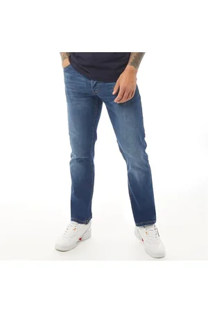 Crosshatch Herre Princed Jeans med lige pasform Stenvasket