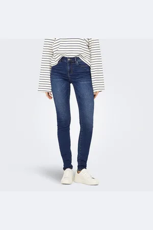 ONLY Jeans til kvinder Rina Mid Rise Push Up Mørkeblå